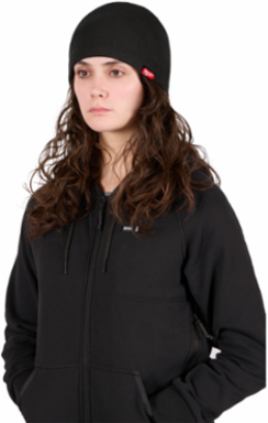 Fleece-Lined Black Beanie, Insulated, One Size Fits Most