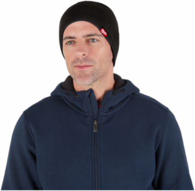 Fleece-Lined Black Beanie, Insulated, One Size Fits Most