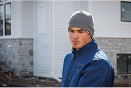 Fleece-Lined Gray Beanie, One Size Fits All, Insulated, Abrasion Resistant
