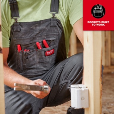 FREEFLEX Unlined Bib Overalls 34x32, 9 Pockets, Water Resistant, Gray