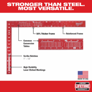 Aluminum Framing Square 400mm x 600mm, 16 Inch Length, High Visibility Markings