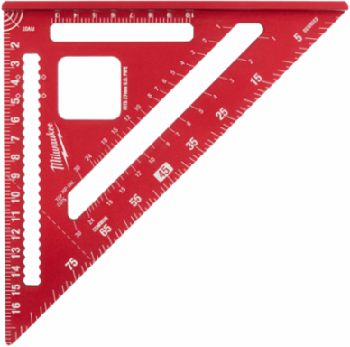 180 mm Rafter Square, Extruded Aluminum, 7.25 Inch Length, Scribe Notches 25 mm to 145 mm