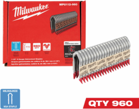 1.5 Inch 9 Gauge Galvanized Staples - 960 Pack, Barbed, Corrosion Resistant
