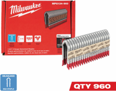 1.75 Inch 9 Gauge Galvanized Barbed Staples for Fencing, 960 Pack