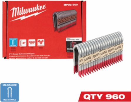 2 Inch 9 Gauge Galvanized Barbed Staples, 960 Count