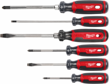 6-Piece Cushion Grip Screwdriver Set, 3-6 Inch Lengths, High-Strength Steel