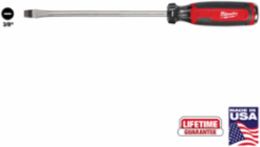 3/8 Inch Slotted 8 Inch Cushion Grip Demolition Screwdriver - Hammer Ready Cap, Laser Etched Tip