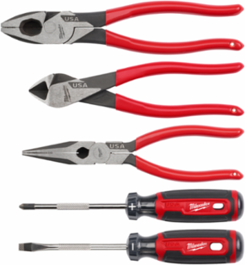 5PC Dipped Grip Cutting Pliers & Cushion Grip Screwdrivers Set (USA)