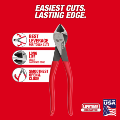 8 Inch Diagonal Cutting Pliers - Durable Steel, Tether Ready, Laser Hardened Edge