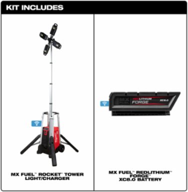 MX FUELTM ROCKETTM Tower Light/Charger 27000 Lumens, 44.12 Inch Height, Rechargeable Battery