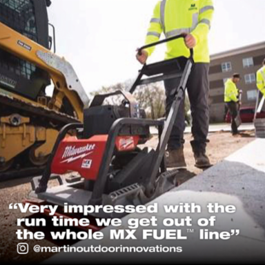 MX FUEL 20 Inch Electric Plate Compactor Kit with Two 12.0Ah Batteries
