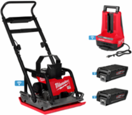 MX FUEL 20 Inch Electric Plate Compactor Kit with Two 12.0Ah Batteries