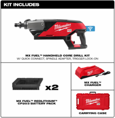 Handheld Core Drill Kit, 6 Inch Capacity, 21.58 lbs Weight, 1-1/4"-7 Chuck