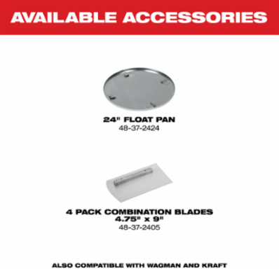 MX FUELTM 24 Inch Walk-Behind Edging Trowel Kit, 5 HP, 160 RPM