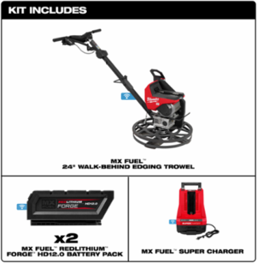 MX FUELTM 24 Inch Walk-Behind Edging Trowel Kit, 5 HP, 160 RPM