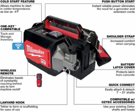 MX FUEL Concrete Vibrator, 2-1/2 Head, 23 lbs, 14 Shaft