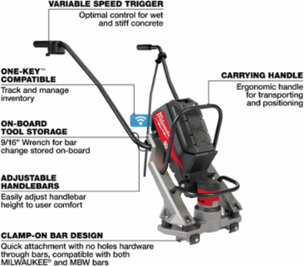 MX FUEL Vibratory Screed Kit, 16 ft Max Length, 2 Batteries Included