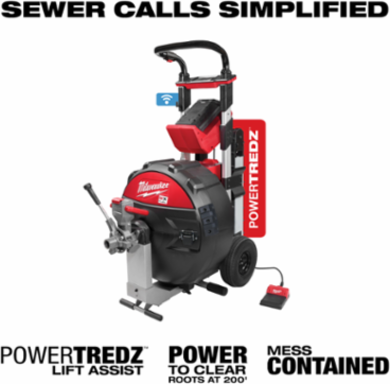 MX FUELTM Sewer Drum Machine with POWERTREDZTM, 200 Ft Capacity, 3 to 8 Inch Lines
