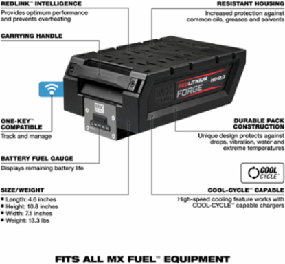 MX FUEL™ REDLITHIUM™ FORGE™ HD12.0 Battery Pack, 12.0 Amp-hour, Lithium Ion