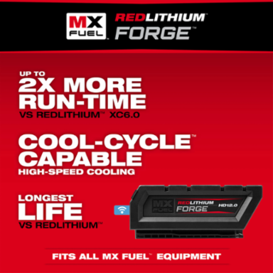 MX FUEL™ REDLITHIUM™ FORGE™ HD12.0 Battery Pack, 12.0 Amp-hour, Lithium Ion