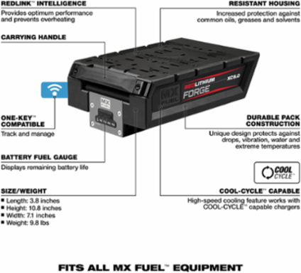 MX FUEL REDLITHIUM FORGE XC8.0 Battery Pack - 8.0 Amp-hour, COOL-CYCLE Capable