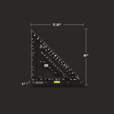 STILETTO  7 Inch Carpenter Square with Level, Aluminum, 1 Inch Width, Anti-Glare Finish