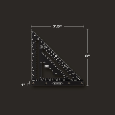 7 Inch Carpenter Square, Aluminum, Graduations 1/8 Inch, Anti-Glare Finish