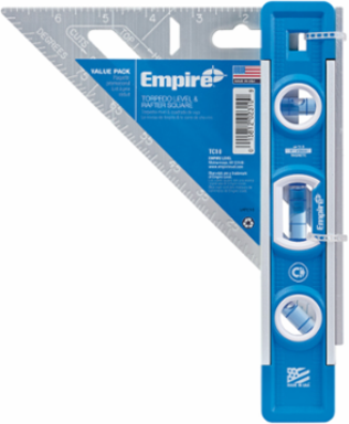 9 Inch Torpedo Level & 7 Inch Rafter Square Combo, Aluminum Construction