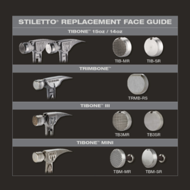 STILETTO Smooth Steel Replacement Face for TRIMBONE Hammer, 0.8 oz
