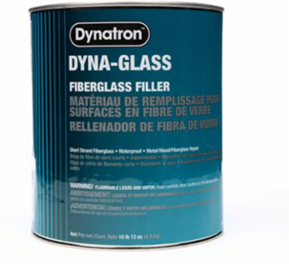Dyna-Glass Short Strand Body Filler, Polyester Resin, 1 Quart, Waterproof, 12 per Case