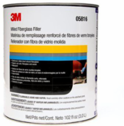Milled Fiberglass Body Filler, 1 Gallon, Waterproof, Red, Paste Consistency