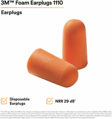 3M™ Foam Earplugs 1100, Uncorded, 1000 Pair/Case