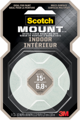 Scotch-Mount™ Indoor Double-Sided Mounting Tape 110H-DC-EF, 0.5 in x 80 in (1.27 cm x 2 m)