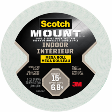 Scotch-Mount™ Indoor Double-Sided Mounting Tape Mega Roll 110H-LONGDC-EF, 0.75 in x 350 in (1.9 cm x 8.89 m)