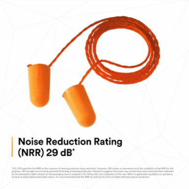 3M™ Foam Earplugs 1110, Corded, 500 Pair/Case