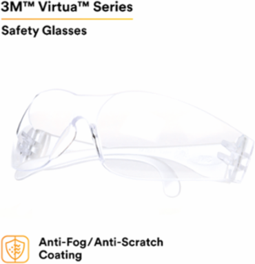 3M™ Virtua™ Protective Eyewear 11329-00000-20 Clear Anti-Fog Lens, Clear Temple 20 EA/Case