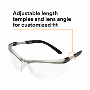 3M™ BX™ Reader Protective Eyewear 11376-00000-20, Clear Lens, Silver Frame, +2.5 Diopter, 20 ea/Case