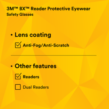 3M™ BX™ Reader Protective Eyewear 11376-00000-20, Clear Lens, Silver Frame, +2.5 Diopter, 20 ea/Case