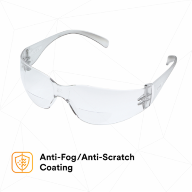 3M™ Virtua™ Reader Protective Eyewear 11514-00000-20 Clear Anti-Fog Lens, Clear Temple, +2.0 Diopter 20 EA/Case