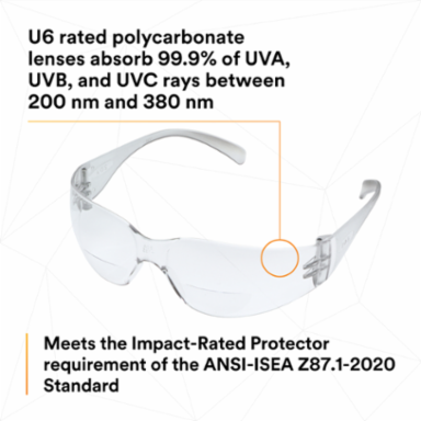 3M™ Virtua™ Reader Protective Eyewear 11514-00000-20 Clear Anti-Fog Lens, Clear Temple, +2.0 Diopter 20 EA/Case