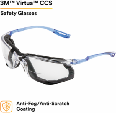 3M™ Virtua™ CCS Protective Eyewear 11872-00000-20, with Foam Gasket, CLEAR Anti-Fog Lens, 20 EA/Case