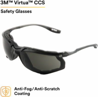 3M™ Virtua™ CCS Protective Eyewear 11873-00000-20, with Foam Gasket, GRAY Anti-Fog Lens, 20 EA/Case
