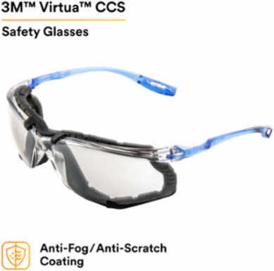 3M™ Virtua™ CCS Protective Eyewear 11874-00000-20, with Foam Gasket, I/O Mir Anti-Fog Lens, 20 EA/Case