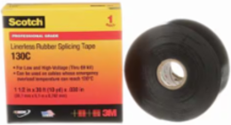 SCOTCH LINERLESS RUBBER SPLICING TAPE, 130C, BLACK, 30 MIL (0.76 MM), 1 1/2 IN X 30 FT (38.1 MM X 9.1 M), PROFESSIONAL GRADE
