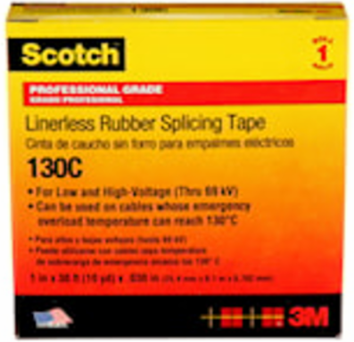 SCOTCH LINERLESS RUBBER SPLICING TAPE, 130C, BLACK, 1 IN X 30 FT (25.4 MM X 9.1 M)