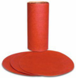 3M Red Abrasive PSA Disc, 01602, 5 in, P400 grade, 100 discs per roll, 6 rolls per case