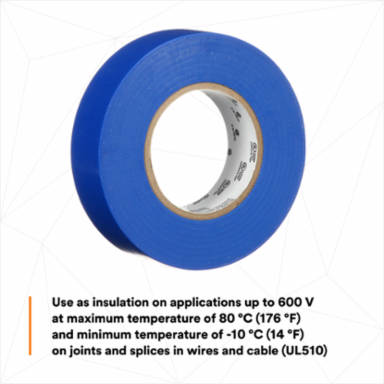 LEX GENERAL USE VINYL ELECTRICAL TAPE 165, BLUE, 19 MM X 18 M (3/4 IN X 60 FT), 0.15 MM (6 MIL)