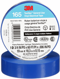 3M TEMFLEX GENERAL USE VINYL ELECTRICAL TAPE 165, BLUE, 19 MM X 18 M (3/4 IN X 60 FT), 0.15 MM (6 MIL)
