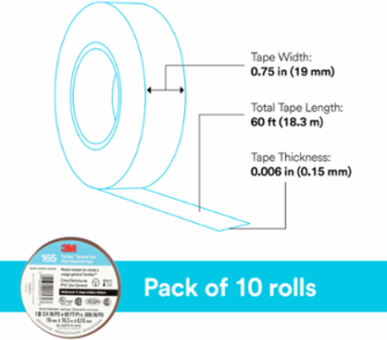 LEX GENERAL USE VINYL ELECTRICAL TAPE 165, BROWN, 19 MM X 18 M (3/4 IN X 60 FT), 0.15 MM (6 MIL)