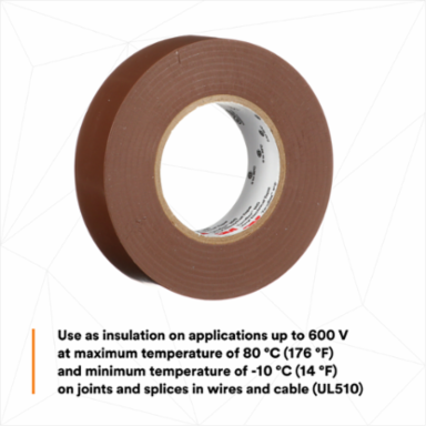 LEX GENERAL USE VINYL ELECTRICAL TAPE 165, BROWN, 19 MM X 18 M (3/4 IN X 60 FT), 0.15 MM (6 MIL)